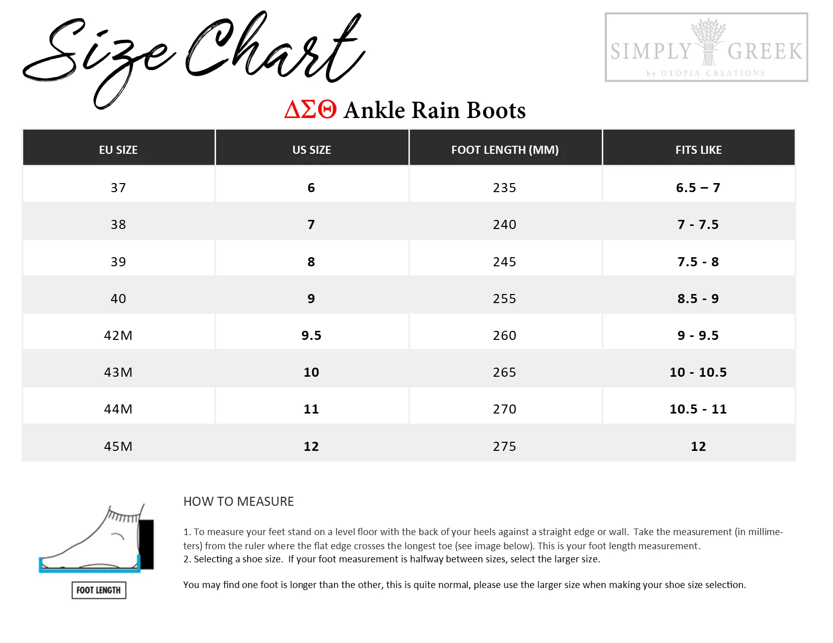ΔΣΘ Ankle Rain Boots