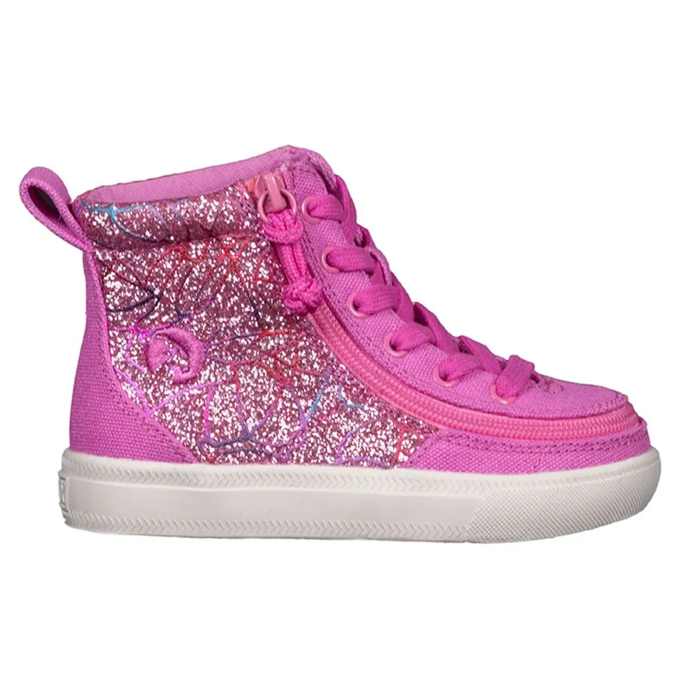 Billy Footwear (Kids) - High Top Pink Glitter Canvas Shoes CLEARANCE