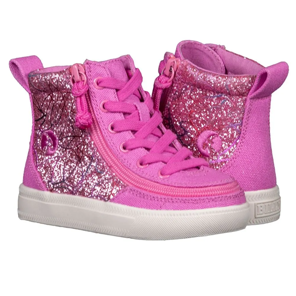 Billy Footwear (Kids) - High Top Pink Glitter Canvas Shoes CLEARANCE