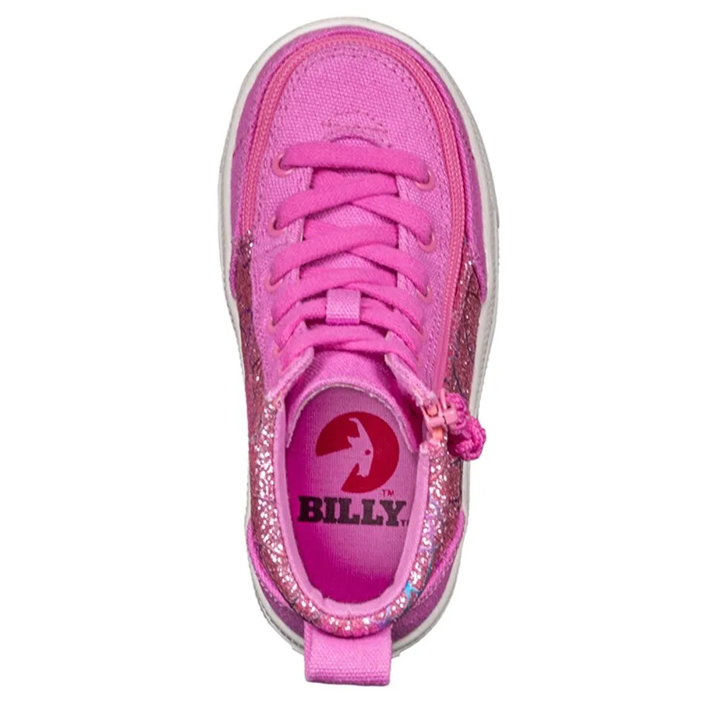 Billy Footwear (Kids) - High Top Pink Glitter Canvas Shoes CLEARANCE