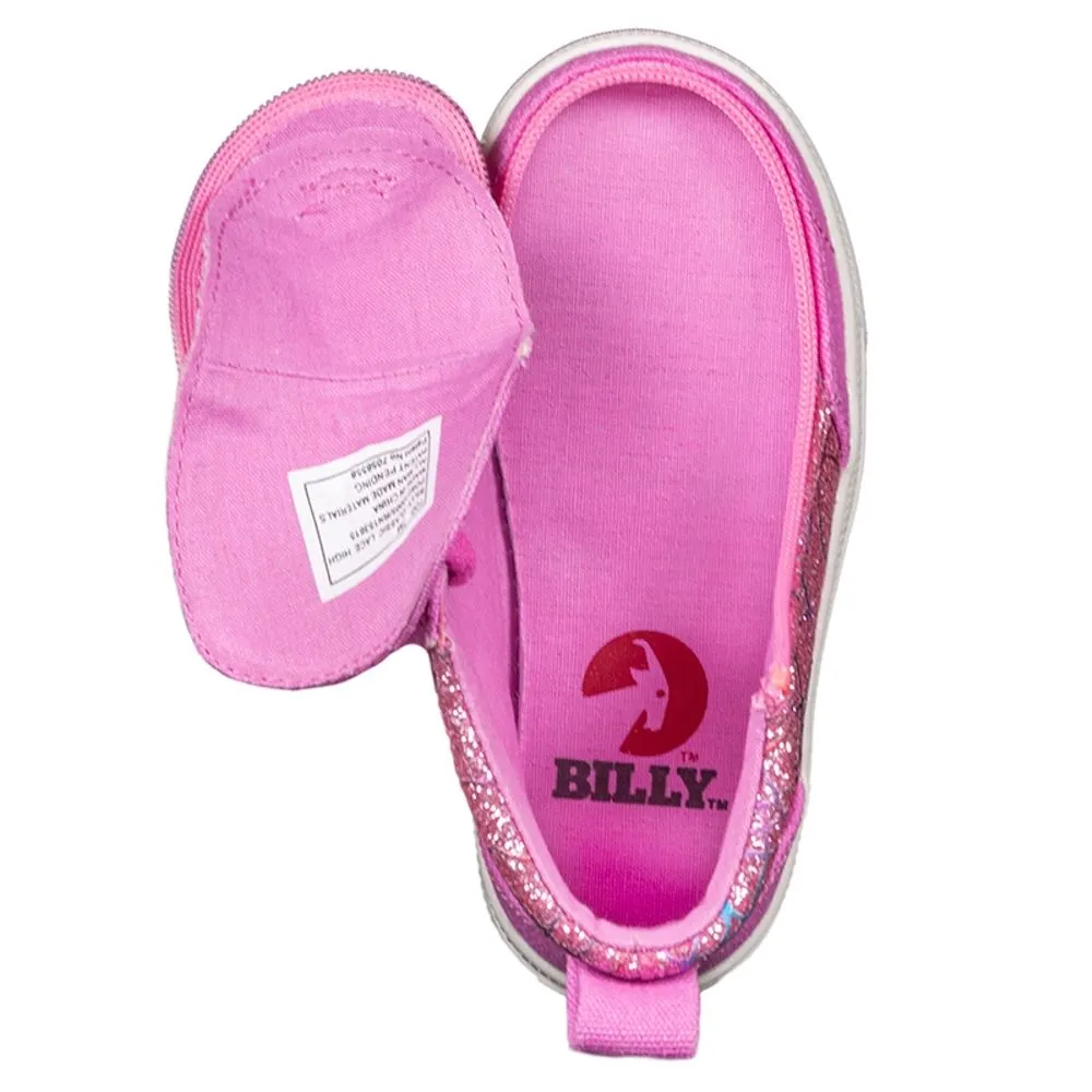 Billy Footwear (Kids) - High Top Pink Glitter Canvas Shoes CLEARANCE