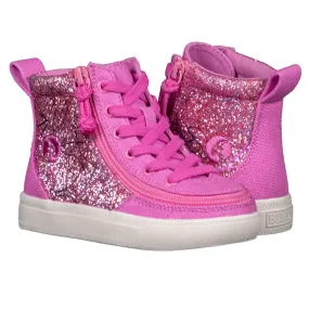 Billy Footwear (Kids) - High Top Pink Glitter Canvas Shoes CLEARANCE