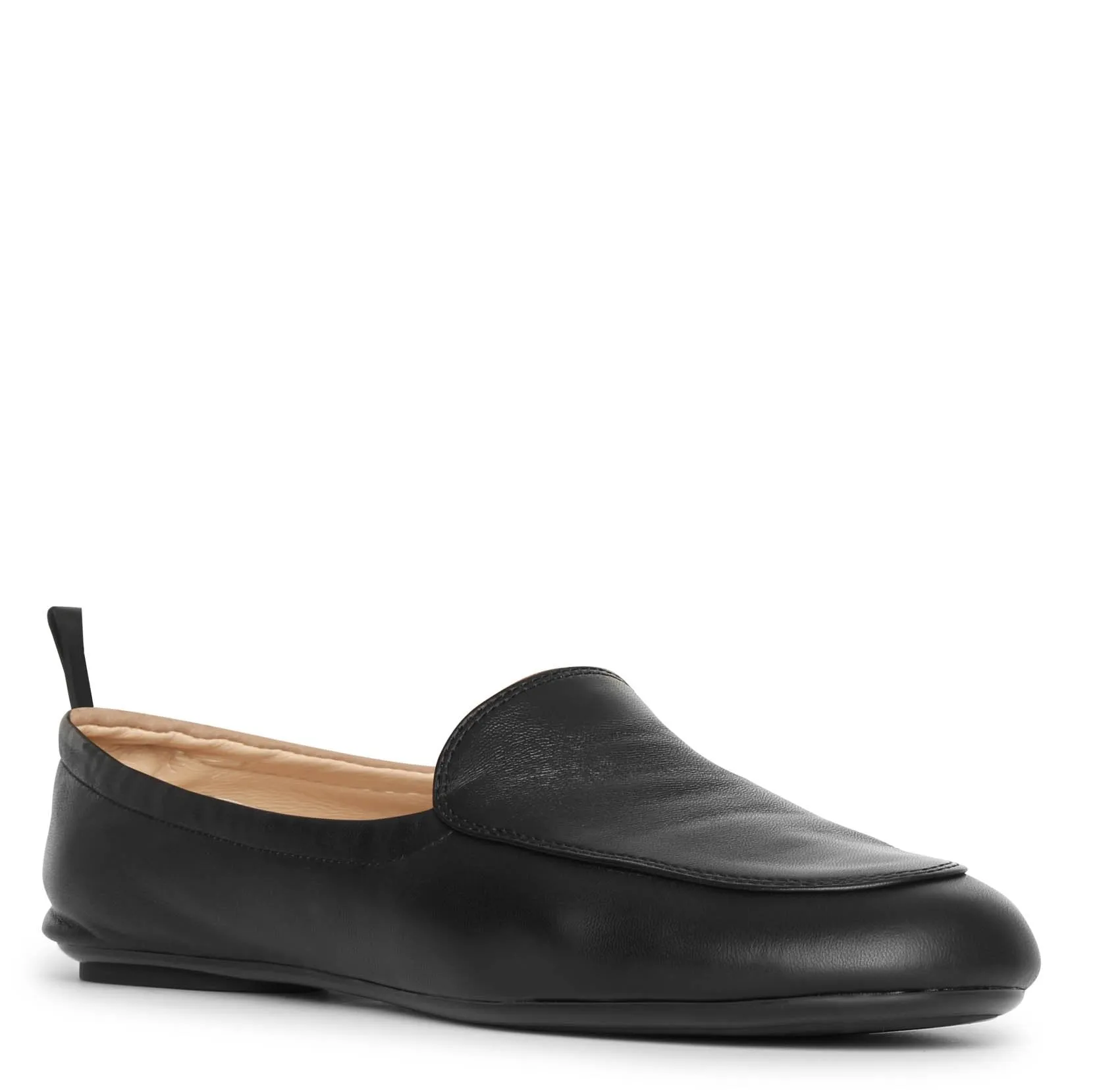 Black leather loafers