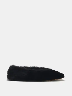 Black shearling Luna slippers