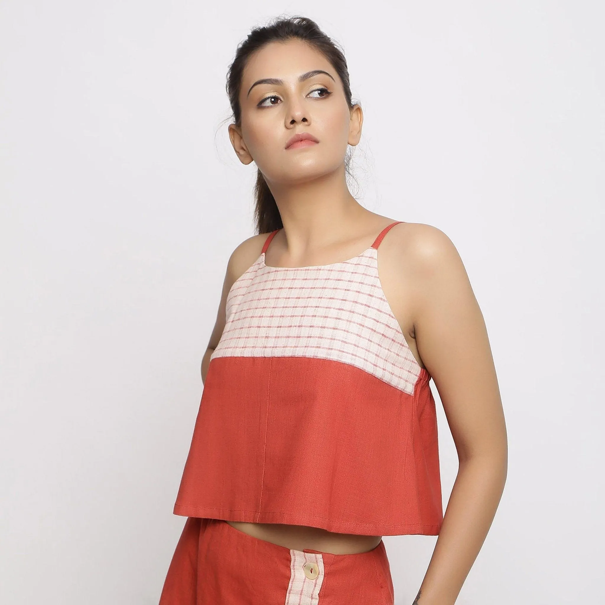 Brick Red Vegetable Dyed Handspun Cotton Spaghetti Top