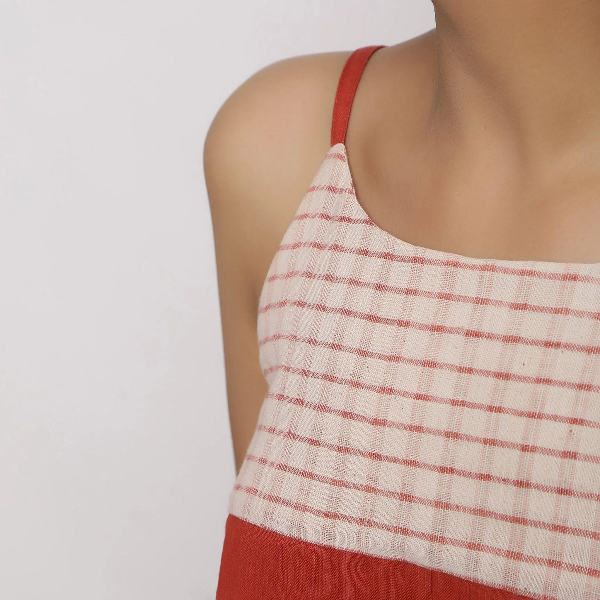 Brick Red Vegetable Dyed Handspun Cotton Spaghetti Top