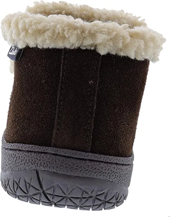 Clarks Brown Suede Moccasin Faux Fur Lining Indoor Outdoor Bootie Slippers