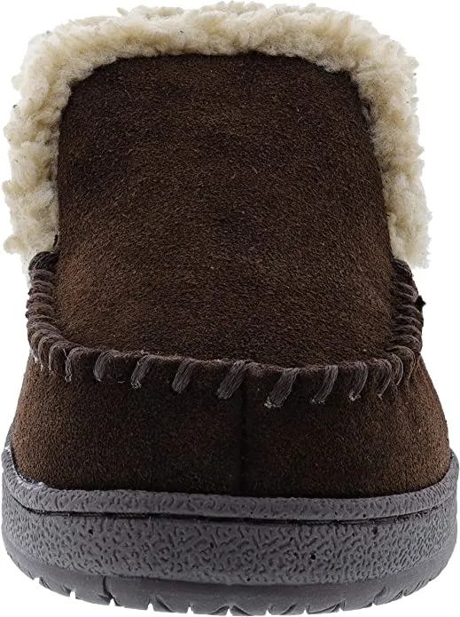Clarks Brown Suede Moccasin Faux Fur Lining Indoor Outdoor Bootie Slippers