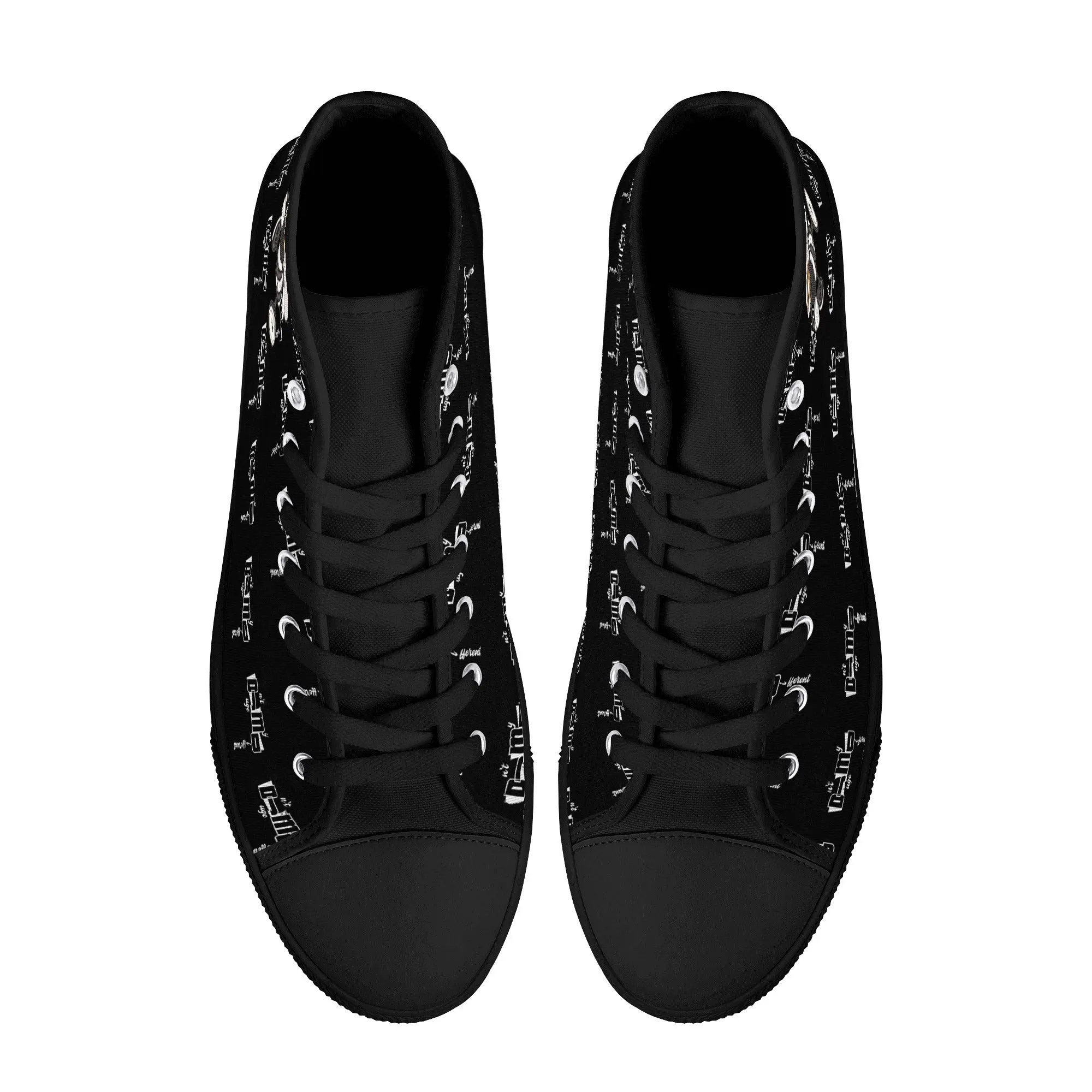 DJMD Mens Printed   Embroidered High Top Canvas Shoes