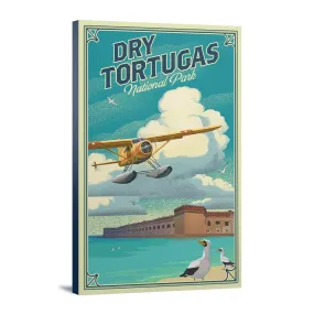 Dry Tortugas National Park, Florida, Lithograph National Park Series, Lantern Press Artwork, Stretched Canvas