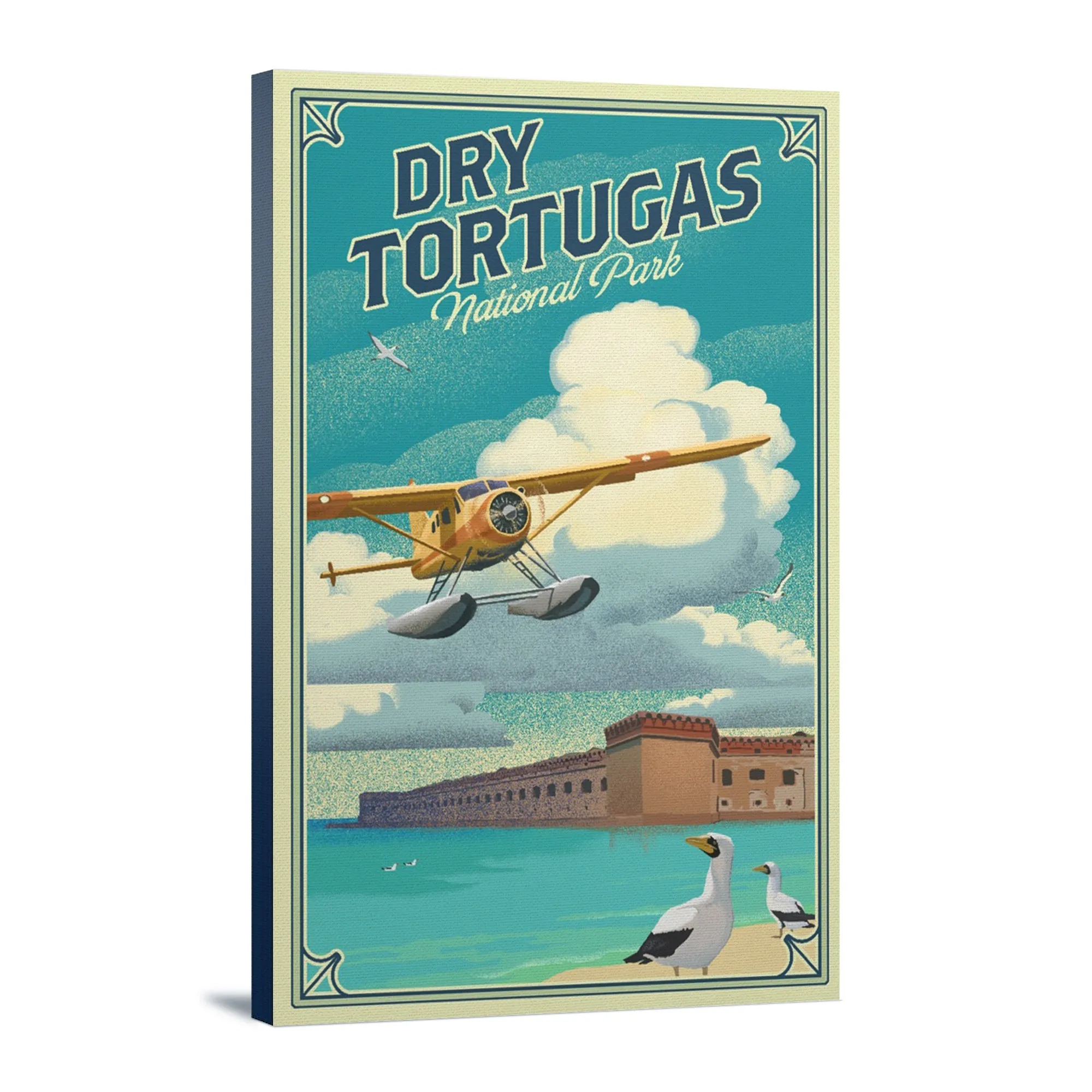Dry Tortugas National Park, Florida, Lithograph National Park Series, Lantern Press Artwork, Stretched Canvas