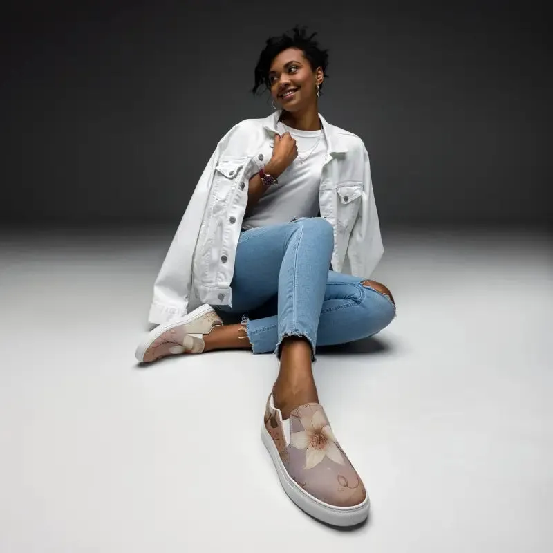 Flower in Pastel Slip on Canvas Shoes