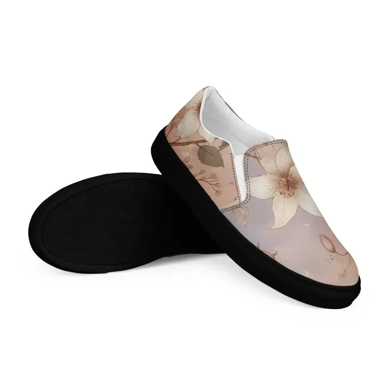 Flower in Pastel Slip on Canvas Shoes