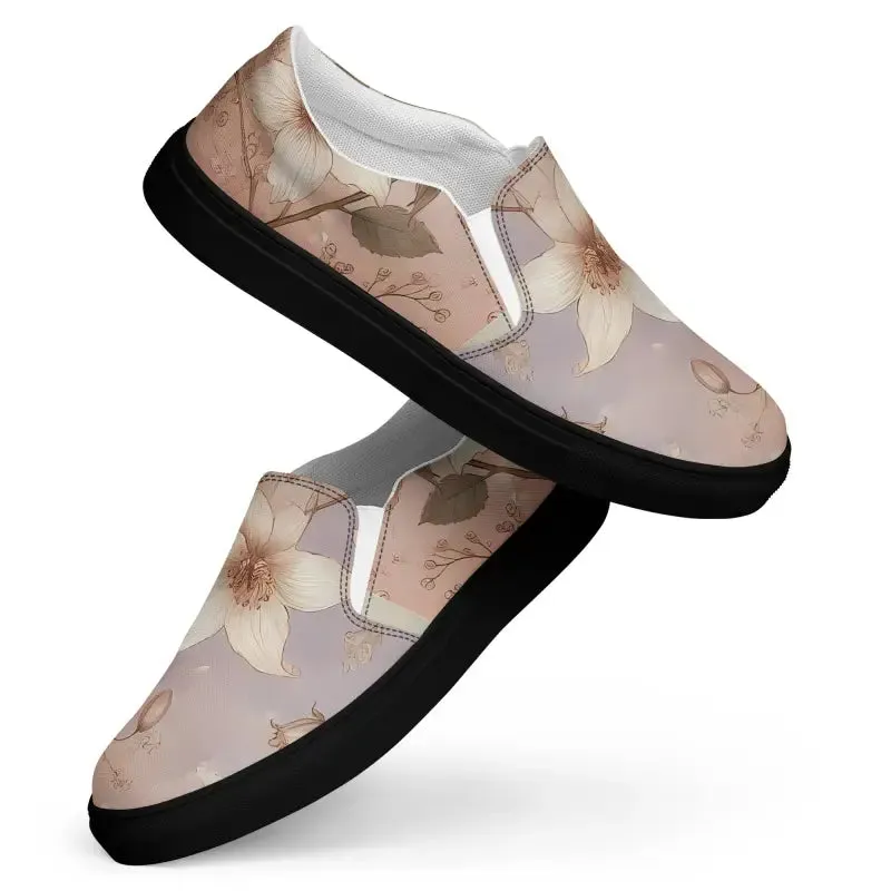 Flower in Pastel Slip on Canvas Shoes
