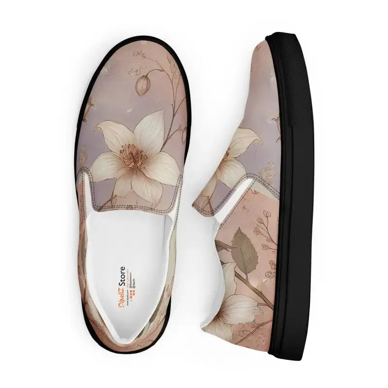 Flower in Pastel Slip on Canvas Shoes