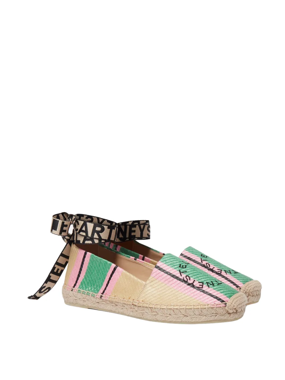 Gaia Striped Raffia Espadrilles (Green)