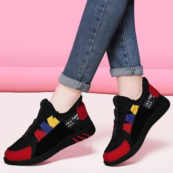 Girls Color Block Trendy Design Sneaker Shoes