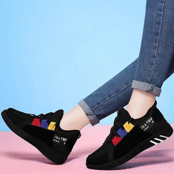 Girls Color Block Trendy Design Sneaker Shoes