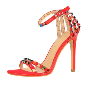 Glitter Studded Stiletto High Heels Sandals