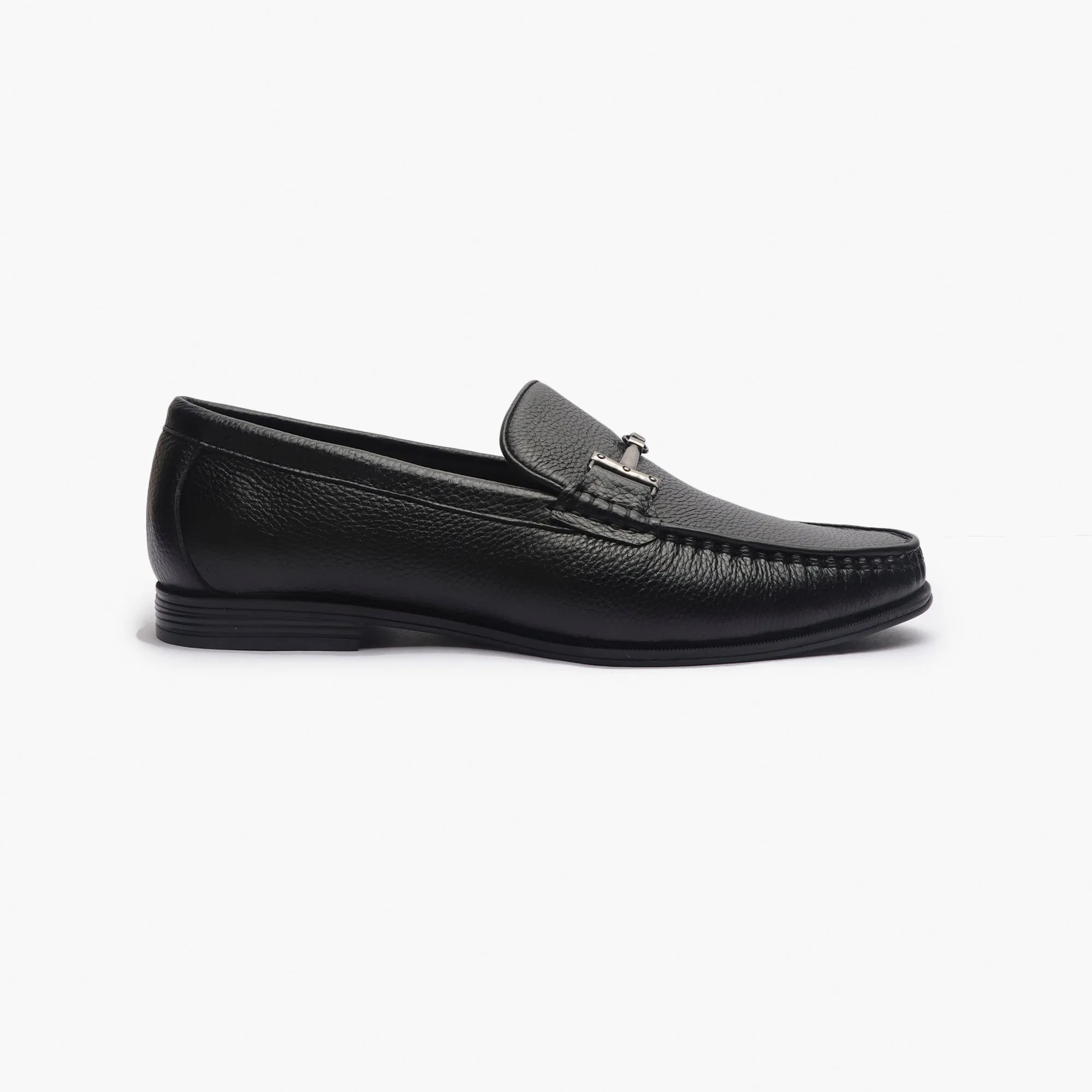 Grain Leather Loafers with Metal Bit