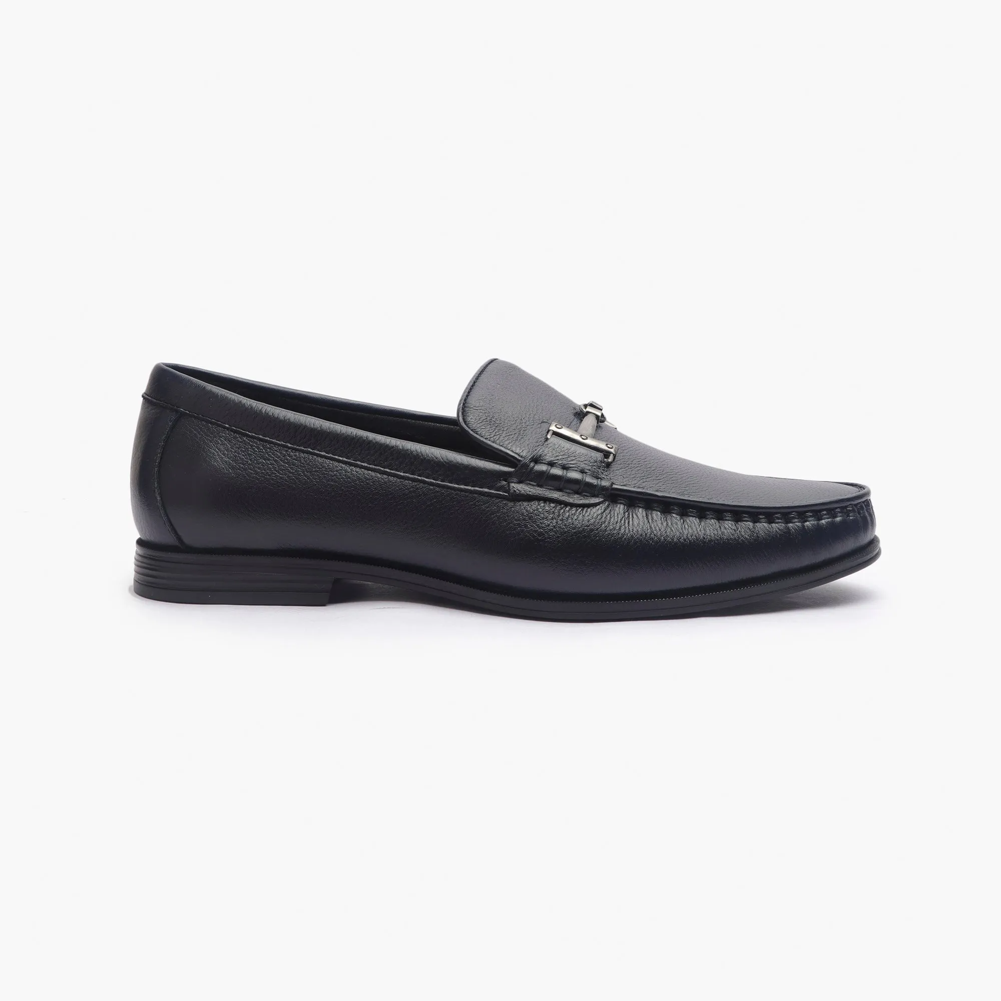 Grain Leather Loafers with Metal Bit
