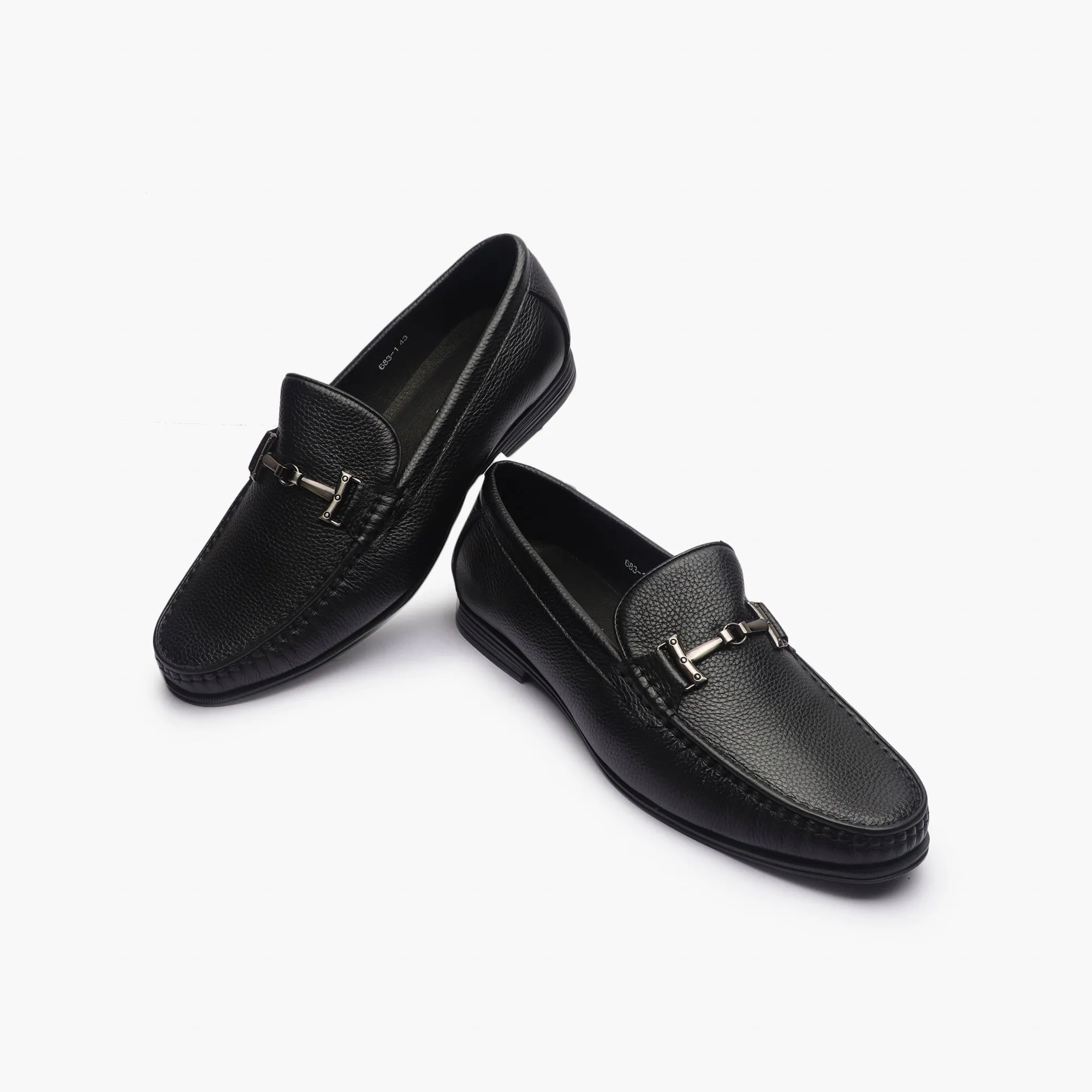 Grain Leather Loafers with Metal Bit