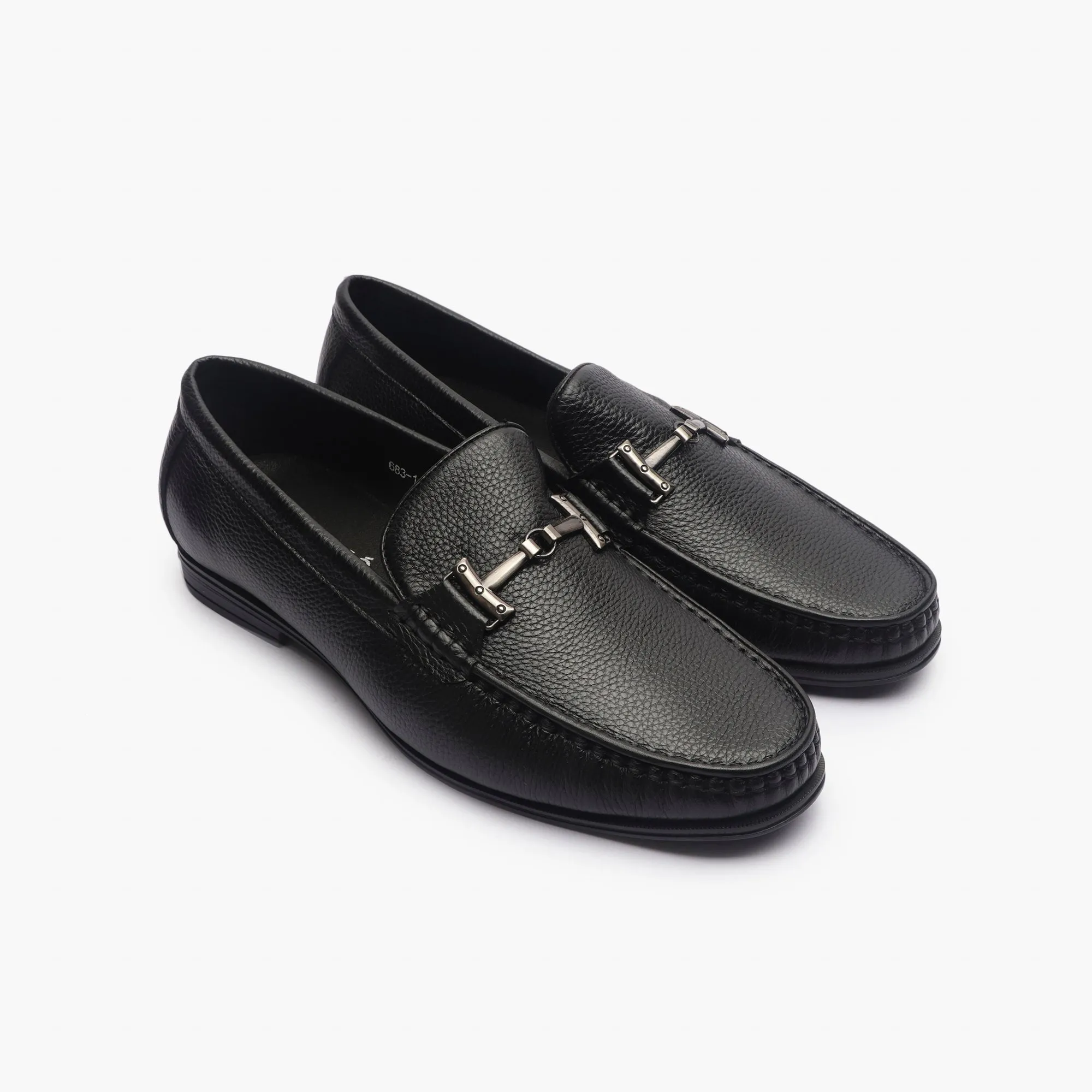 Grain Leather Loafers with Metal Bit