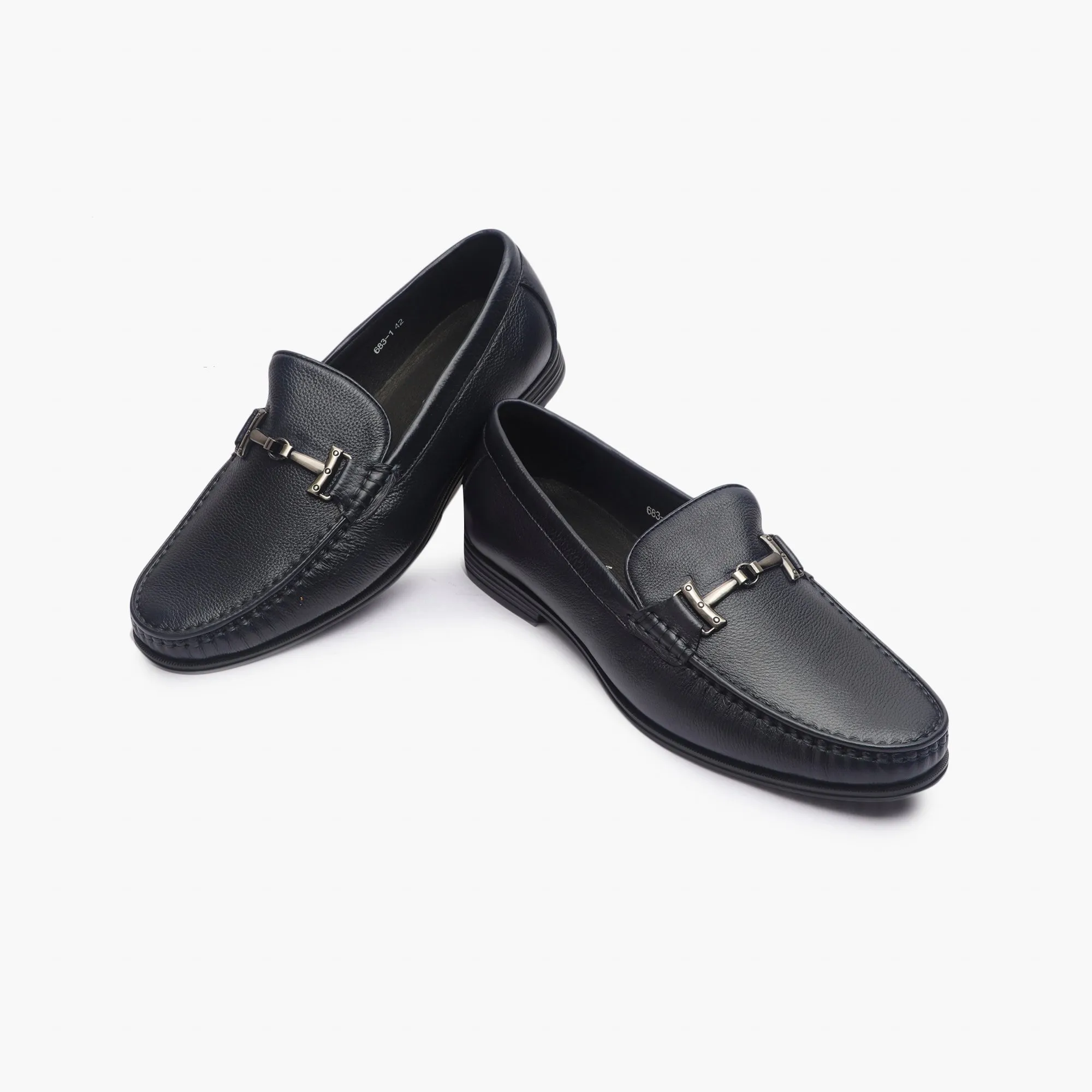 Grain Leather Loafers with Metal Bit