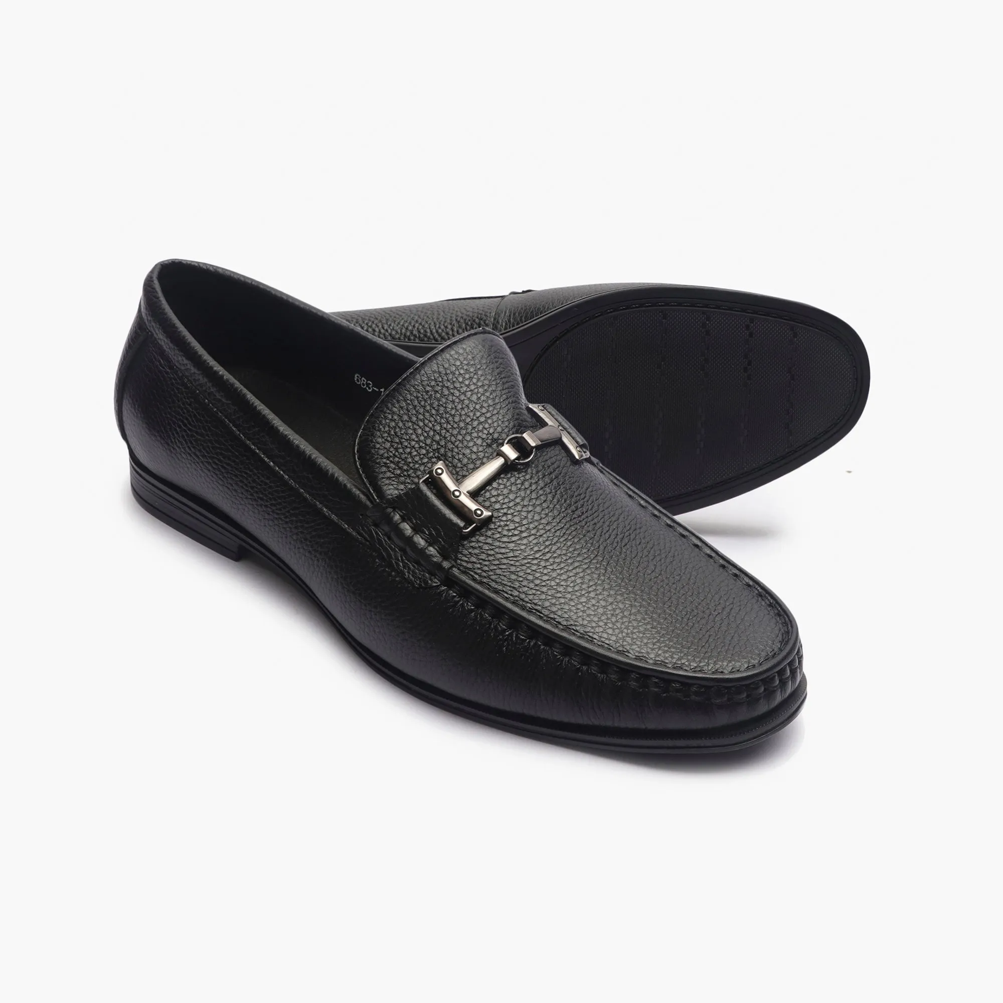 Grain Leather Loafers with Metal Bit