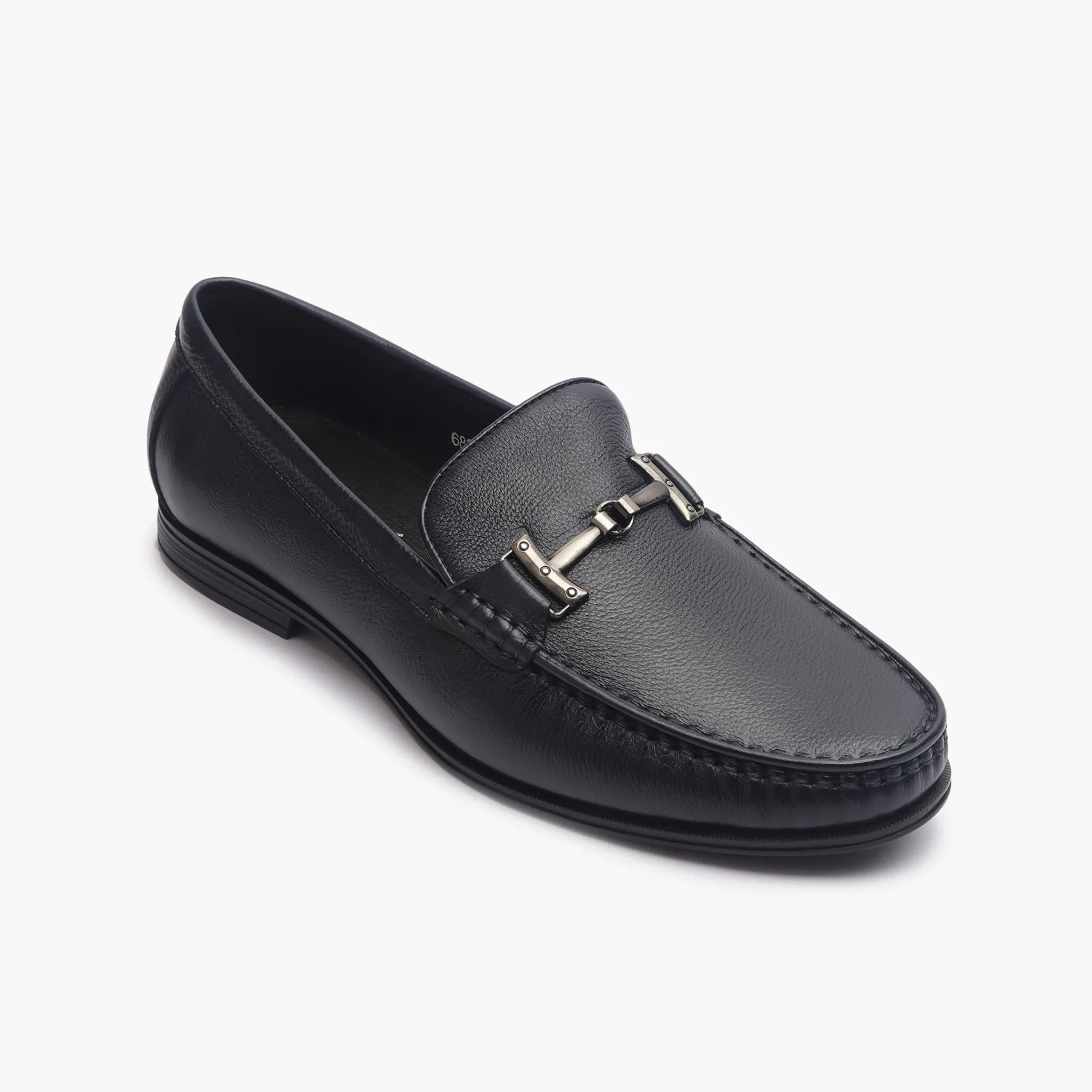 Grain Leather Loafers with Metal Bit
