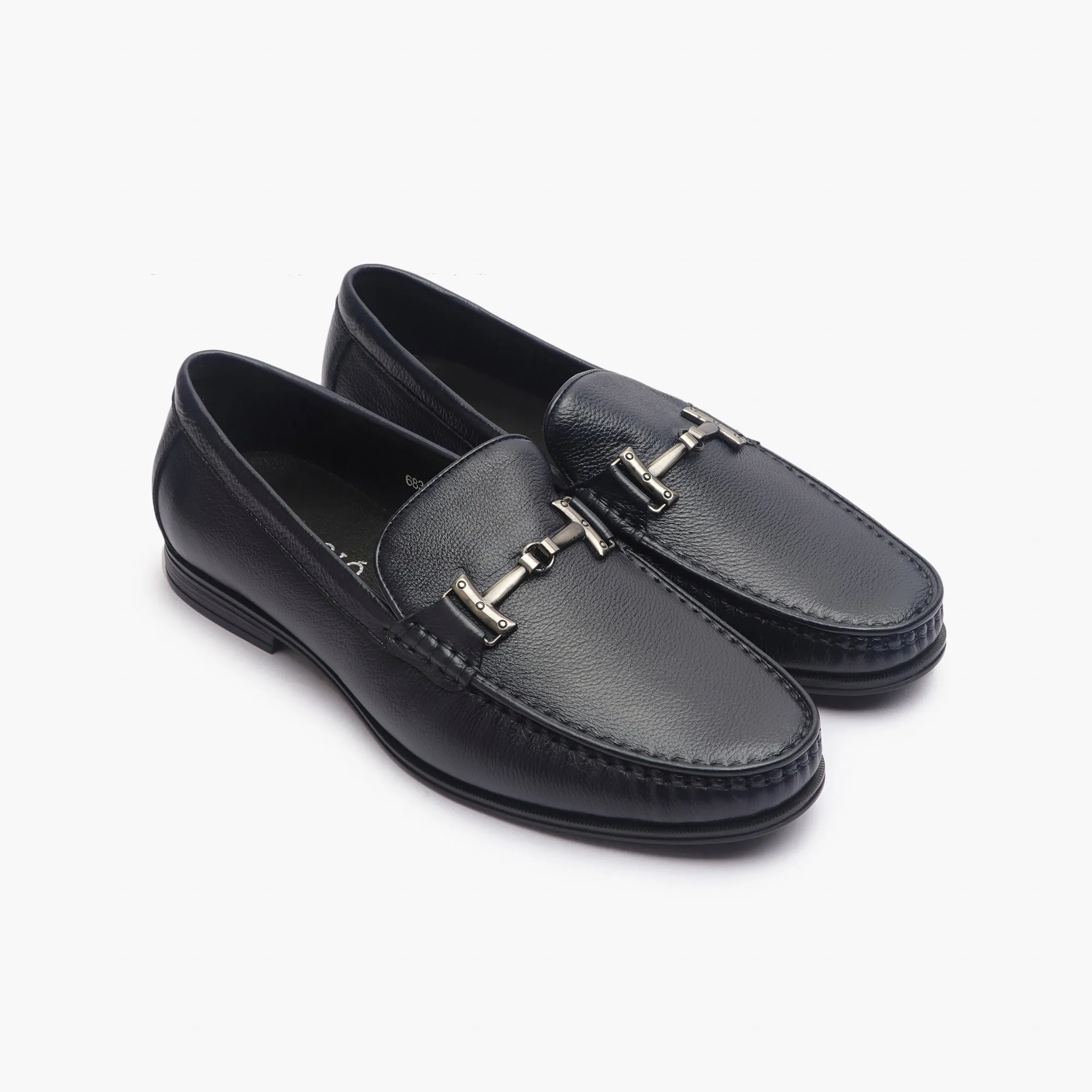 Grain Leather Loafers with Metal Bit