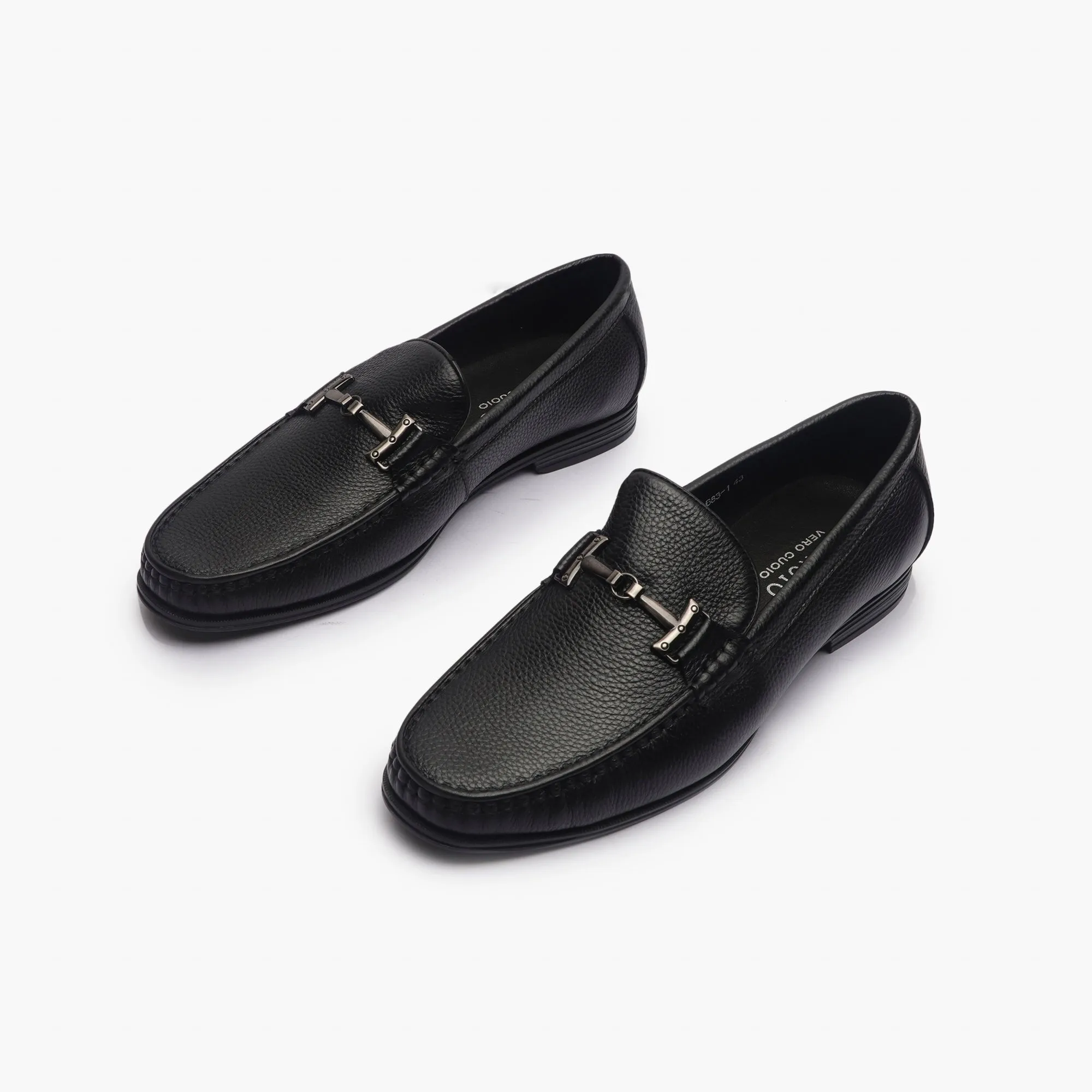Grain Leather Loafers with Metal Bit
