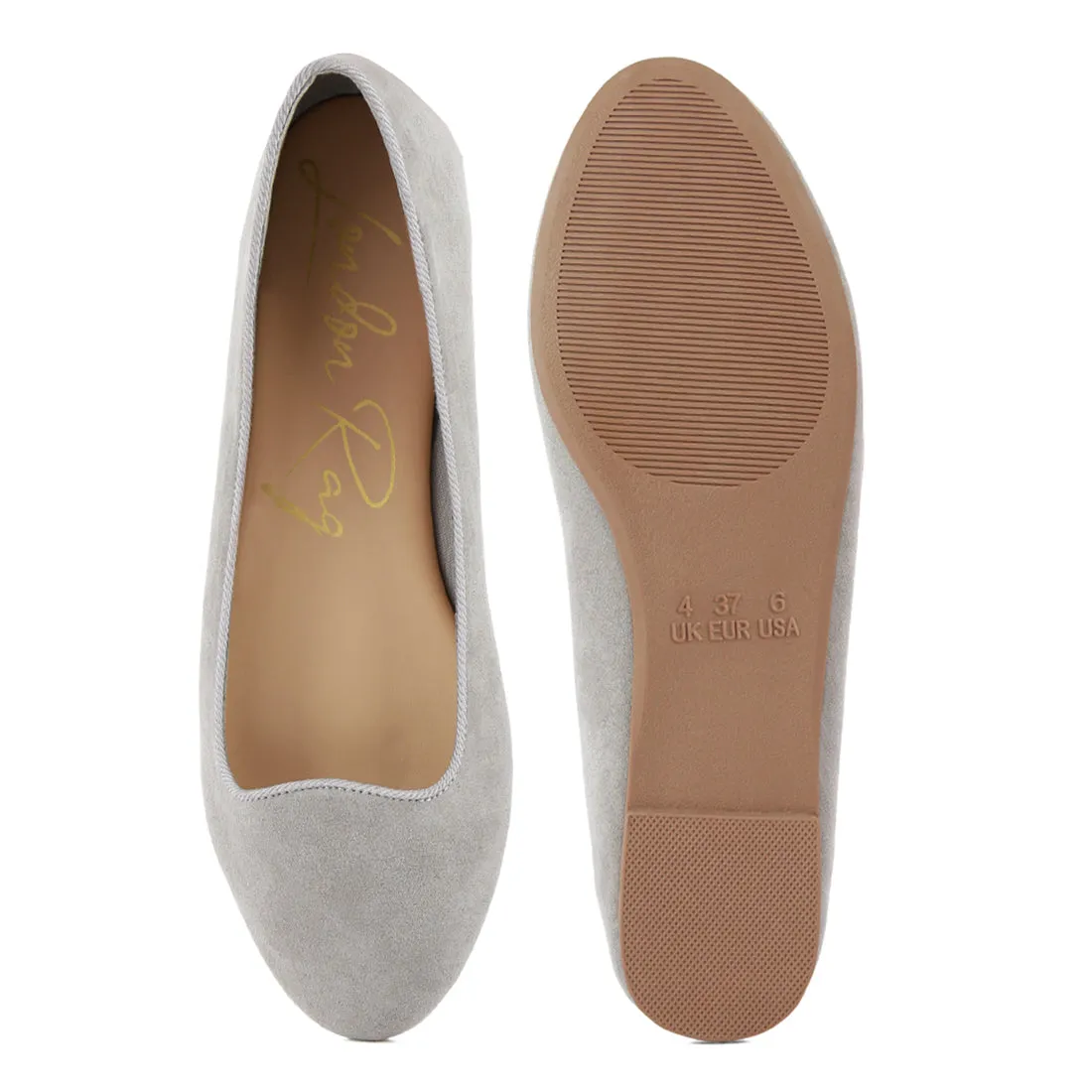 Grey Microfiber Casual Ballerinas