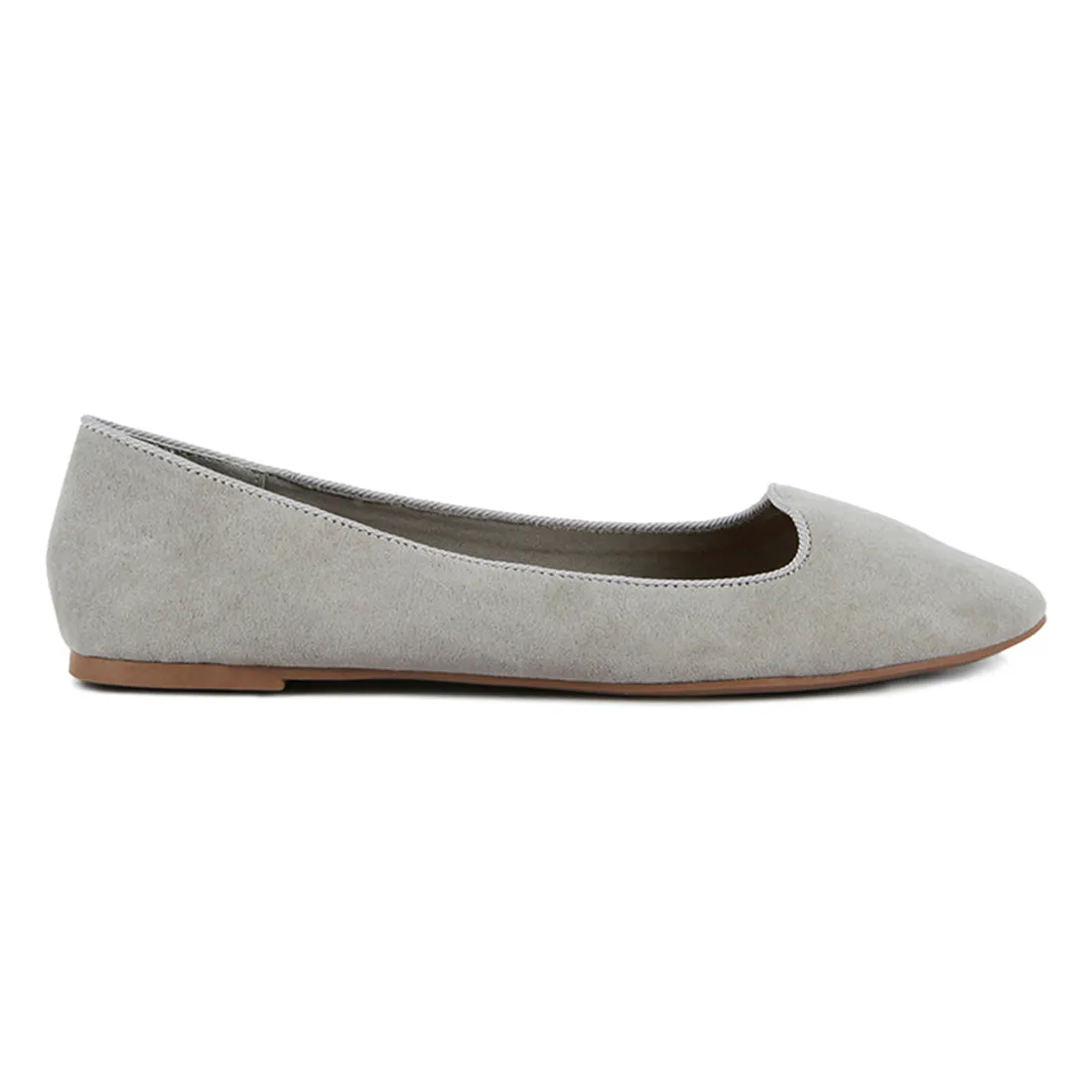 Grey Microfiber Casual Ballerinas