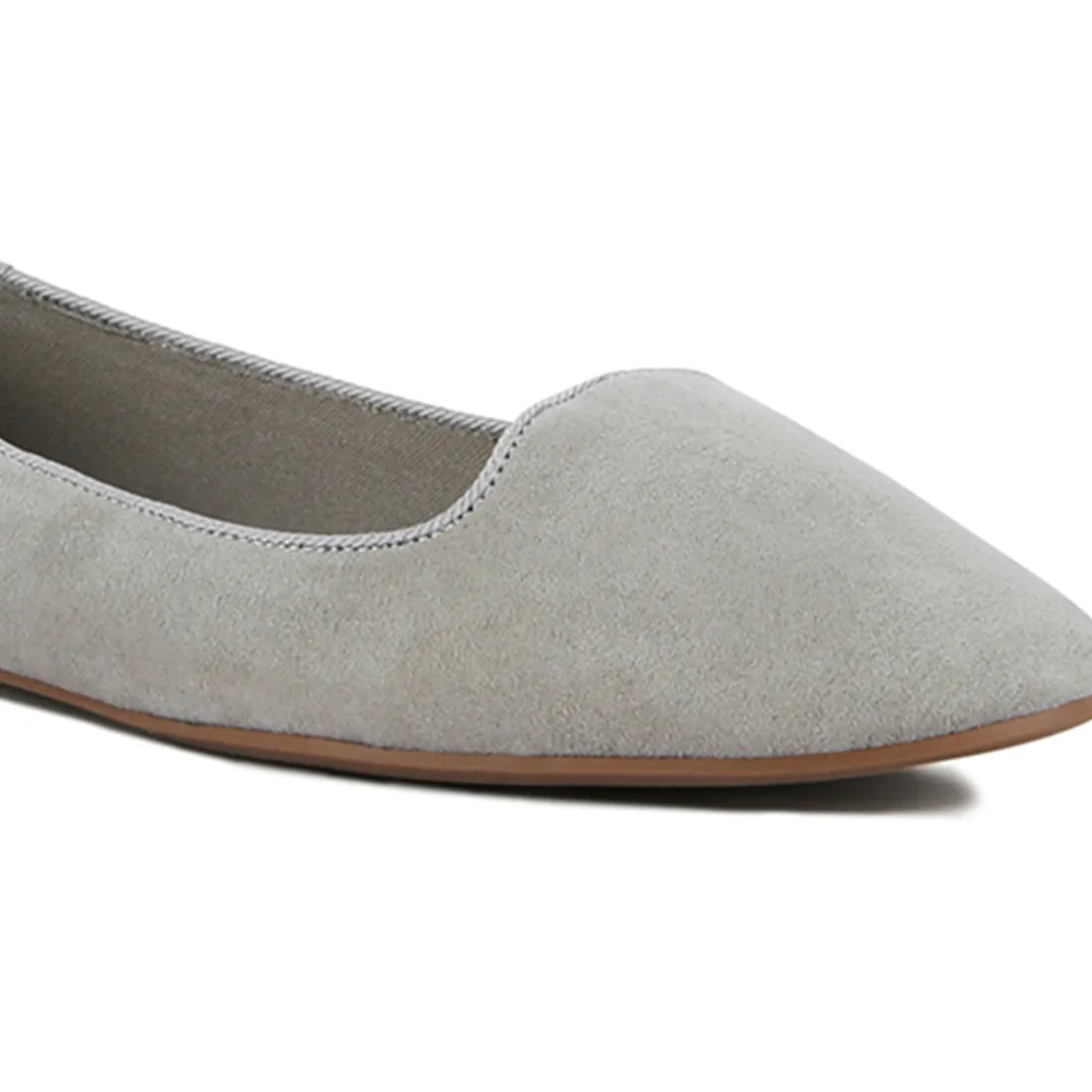 Grey Microfiber Casual Ballerinas