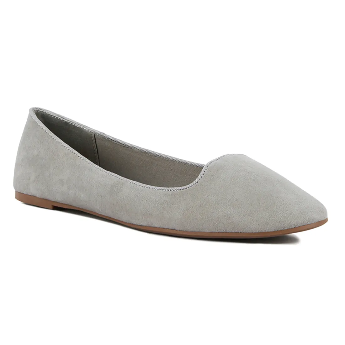 Grey Microfiber Casual Ballerinas
