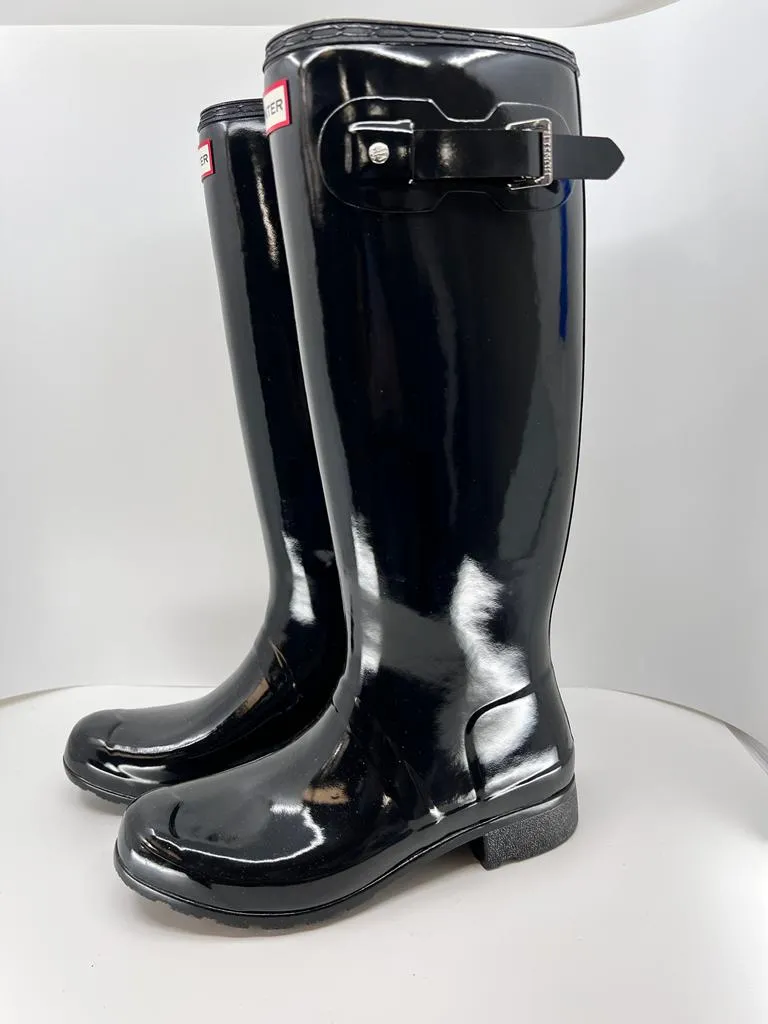 HUNTER ORIGINAL TALL GLOSS BUCKLE STRAP RAIN BOOTS