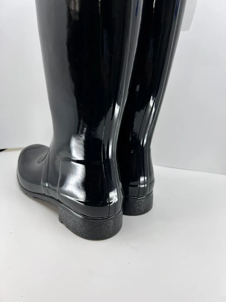 HUNTER ORIGINAL TALL GLOSS BUCKLE STRAP RAIN BOOTS