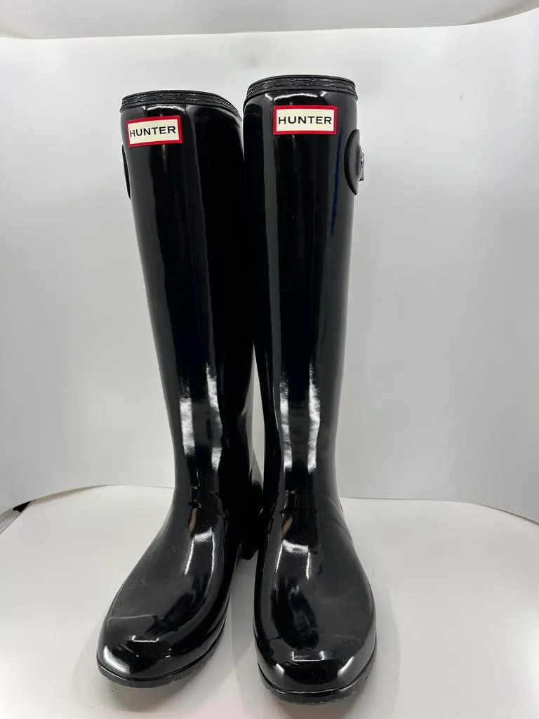 HUNTER ORIGINAL TALL GLOSS BUCKLE STRAP RAIN BOOTS