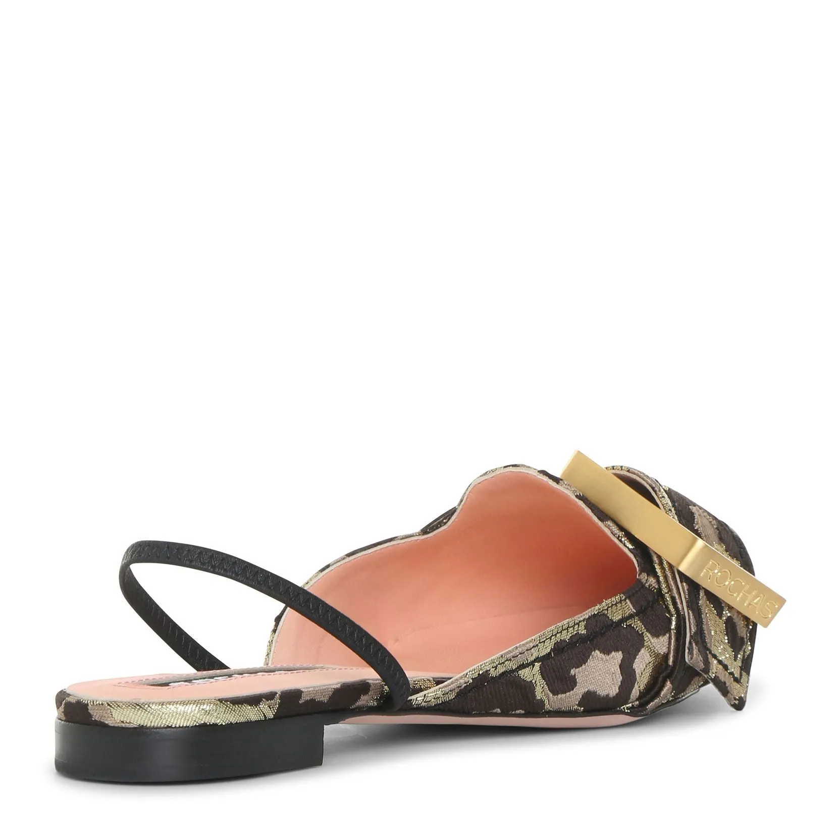 Leopard brocade buckle flats