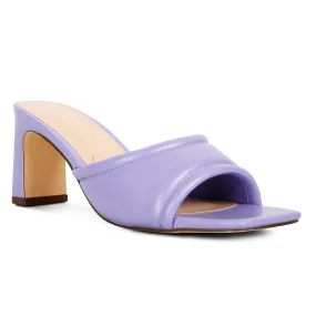 Lilac Quilted Block Heeled Sandals