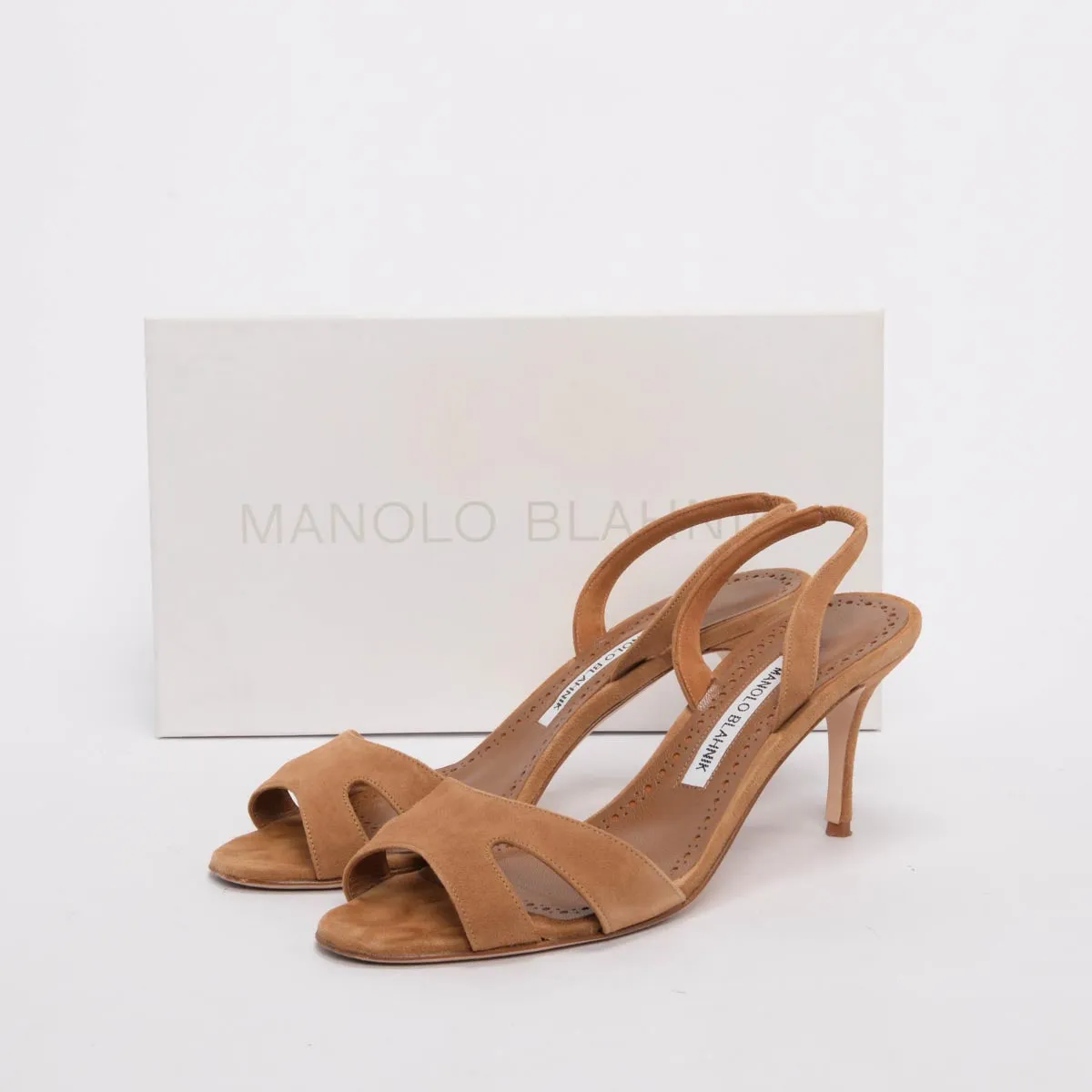 Manolo Blahnik Brown Suede Maldura Sandals 39