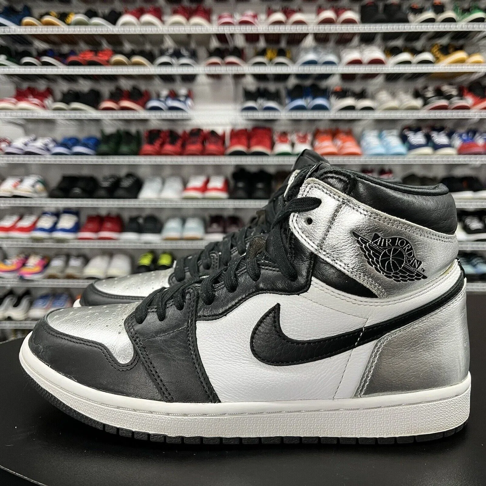 Nike Air Jordan 1 High OG Silver Toe Black Mtlc Silver CD0461-001 Size 9.5