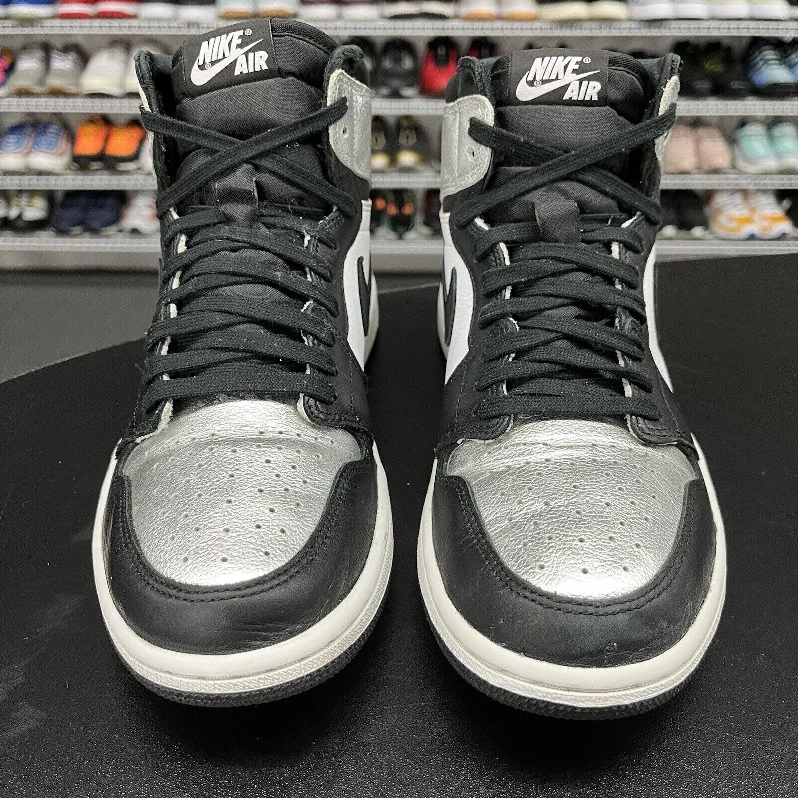 Nike Air Jordan 1 High OG Silver Toe Black Mtlc Silver CD0461-001 Size 9.5