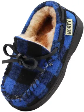 NORTY Big Kids 4-6 Royal Blue Plaid Slippers 16997