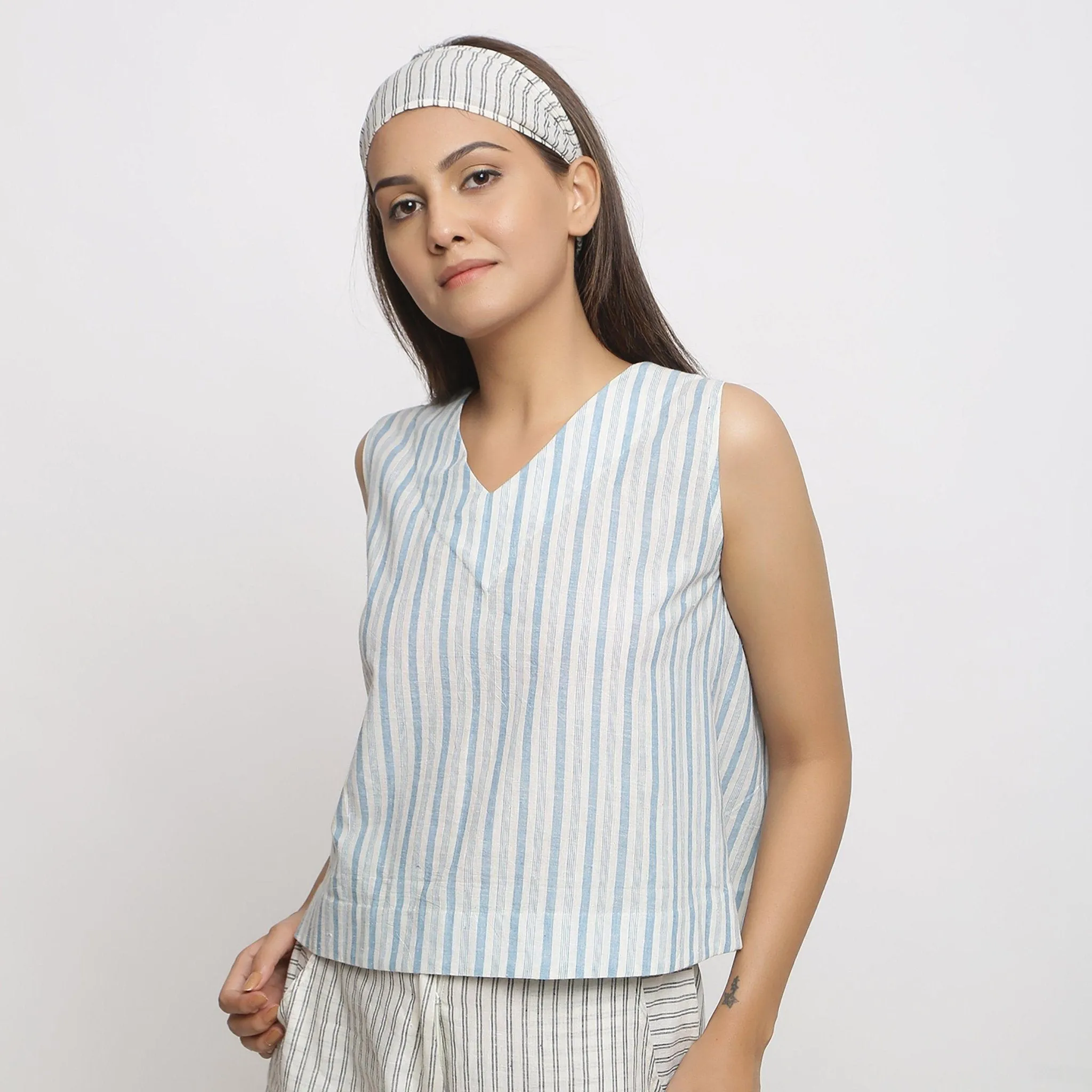 Off-White Handspun Cotton Muslin Asymmetrical Wrap Top