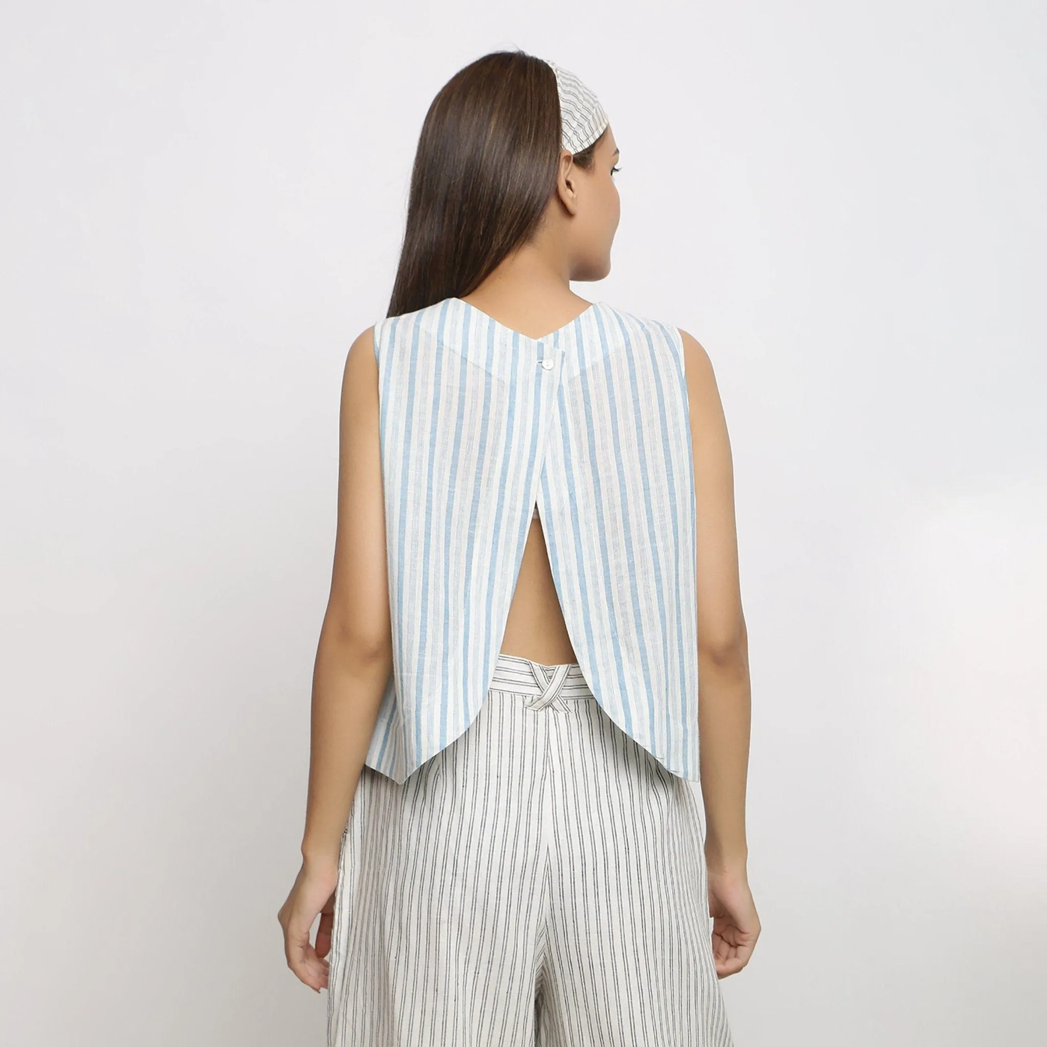 Off-White Handspun Cotton Muslin Asymmetrical Wrap Top