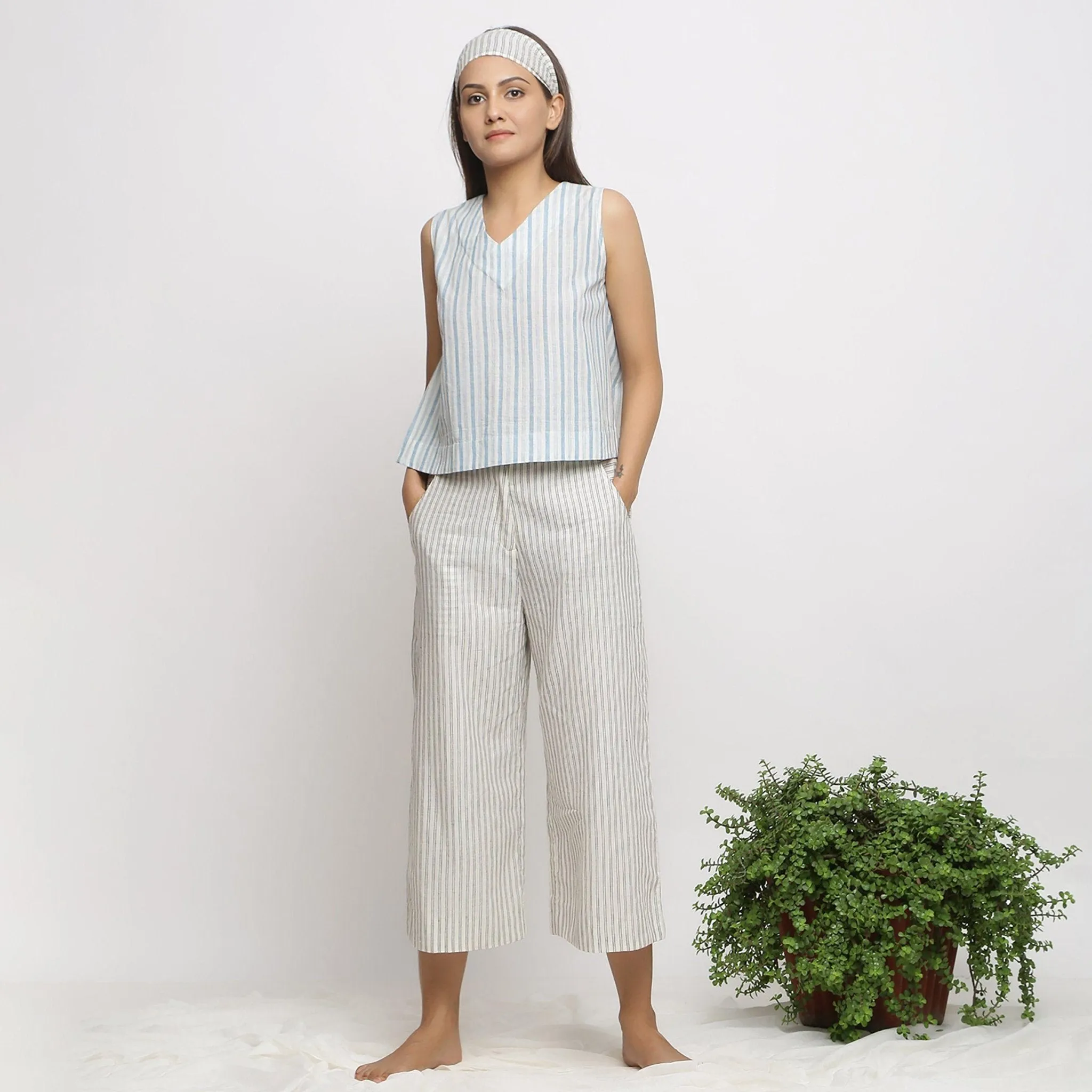 Off-White Handspun Cotton Muslin Asymmetrical Wrap Top