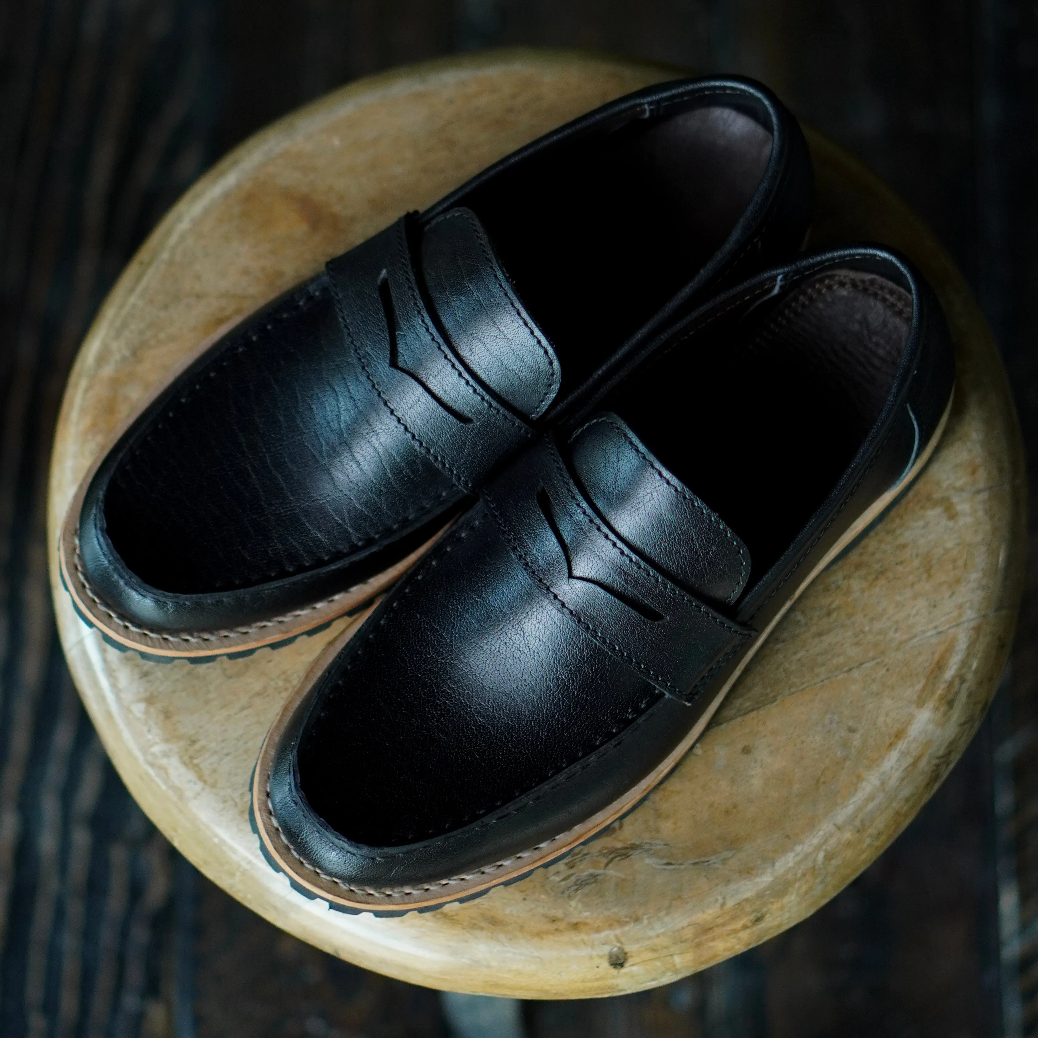 Oslo Penny Loafers (Raven Black) Goodyear Welted