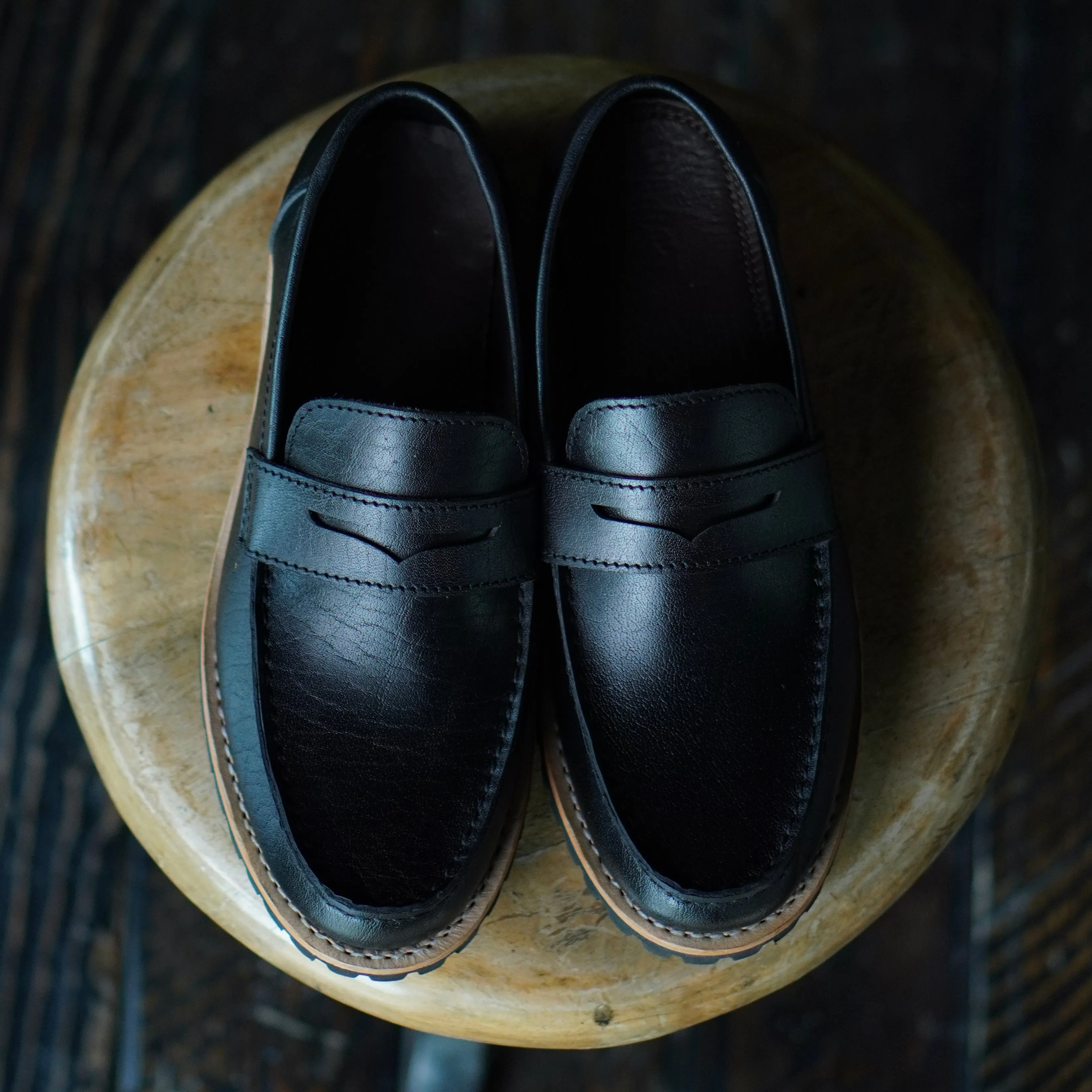 Oslo Penny Loafers (Raven Black) Goodyear Welted